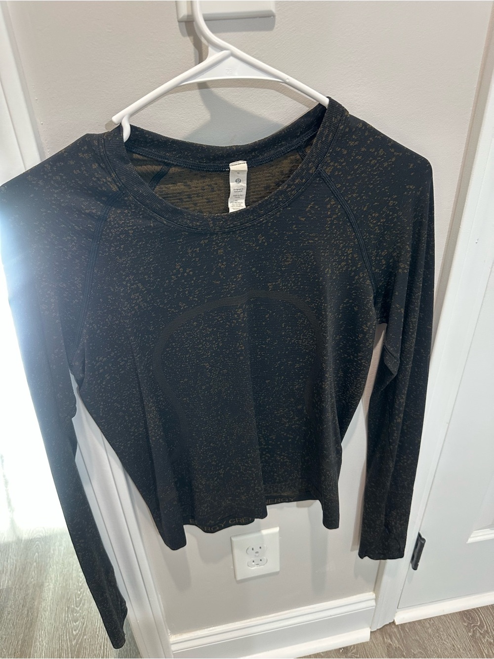 lululemon athletica Black Long-Sleeve Top with Gold Speckle